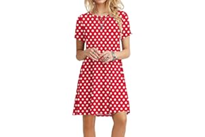 POPYOUNG 2024 Women's Summer Short Sleeve Casual T-Shirt Dresses Crew Neck Beach Cover up