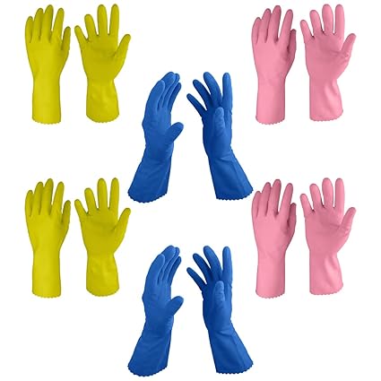 Primeway Flocklined Hand Gloves, Medium (Multicolour, Pack of 6)