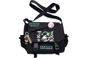 Dalicoter Genshin Impact Handbag Furina Crossbody Bag Single Shoulder Bag Adult Anime 3D Print Backpack Black Bag
