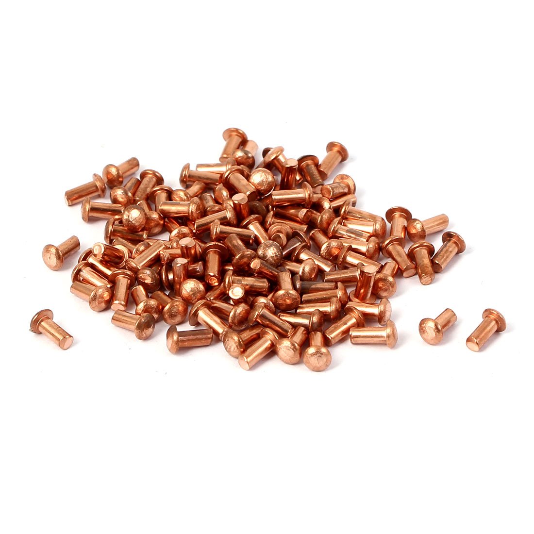 sourcingmap 5mm Long 2mm x 4mm Straight Shaft Copper Solid Rivets Fastener Gold Tone 100 Pcs