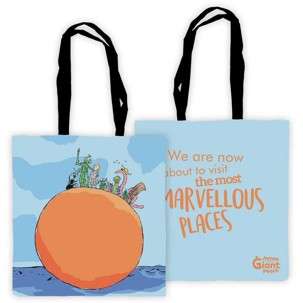 Roald Dahl James and The Giant Riding The Peach Edge Tote Bag, Cotton, Multi-Colour, 40 x 39 x 1 cm