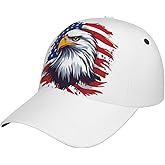Bald Eagle American Flag Baseball Cap for Men Women Adjustable USA Flag Patriotic Trucker Sun Hats Unisex