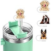 WIRESTER 3pcs Set Drinking Straw Toppers, 10mm Reusable Straw Cover Cap, Cute Accessories - Winking Golden Retriever, Basset Hound, German Shepherd Dog