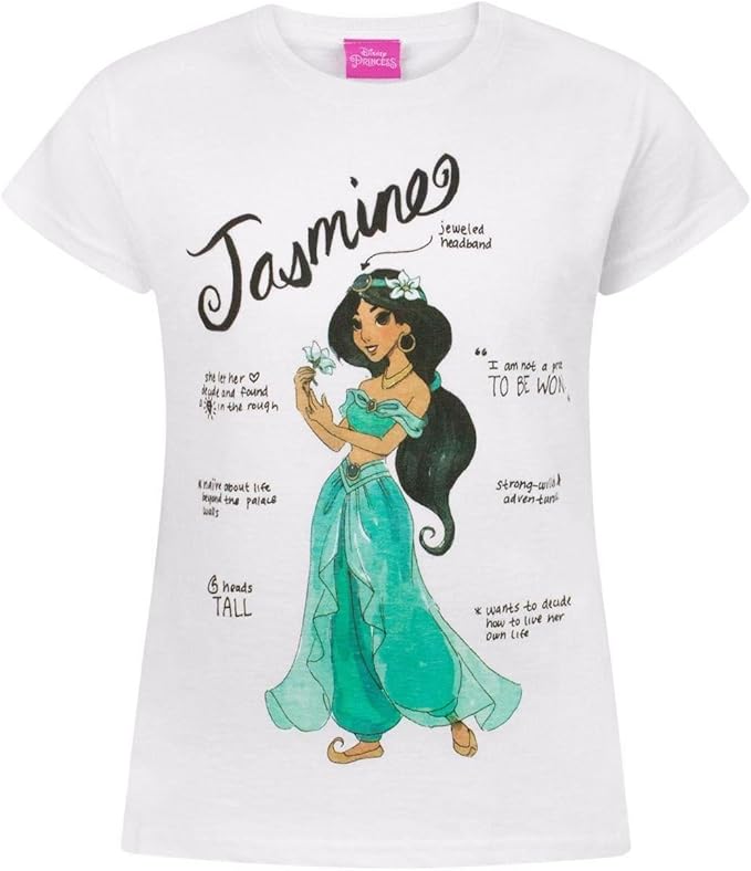 Disney Aladdin Jasmine Girl S T Shirt 5 6 Years White Amazon Co Uk Clothing