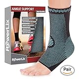 PowerLix Ankle Brace Compression Support Sleeve for Athletics, Injury Recovery, Joint Pain and more. Plantar Fasciitis Foot Socks with Arch Support, Eases Swelling, Heel Spurs, Achilles tendon (Pair)