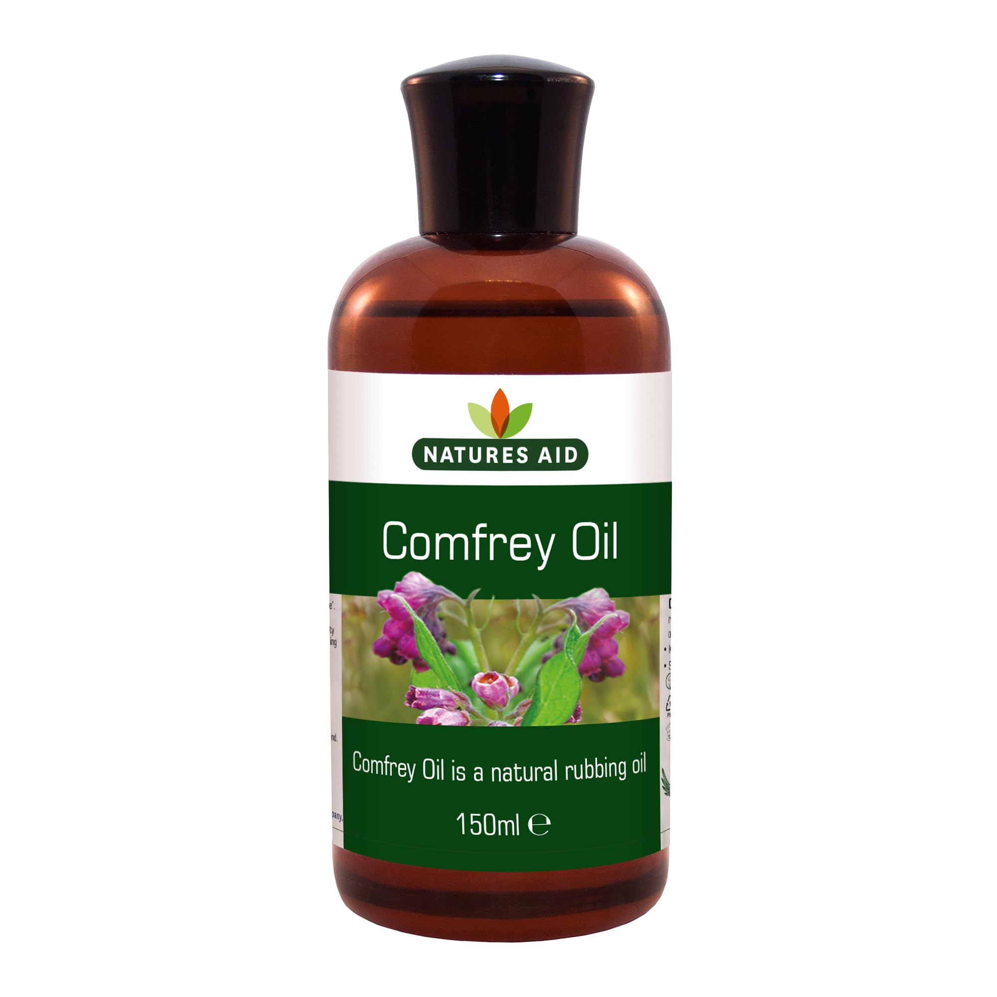 Natures Aid Comfrey Oil 150ml - Natural Rubbing Oil for Healthy Skin and Muscle Wellness - Vegan, Non-GMO, Gluten-Free - Hydrates, Soothes and Moisturises - Made in The UK