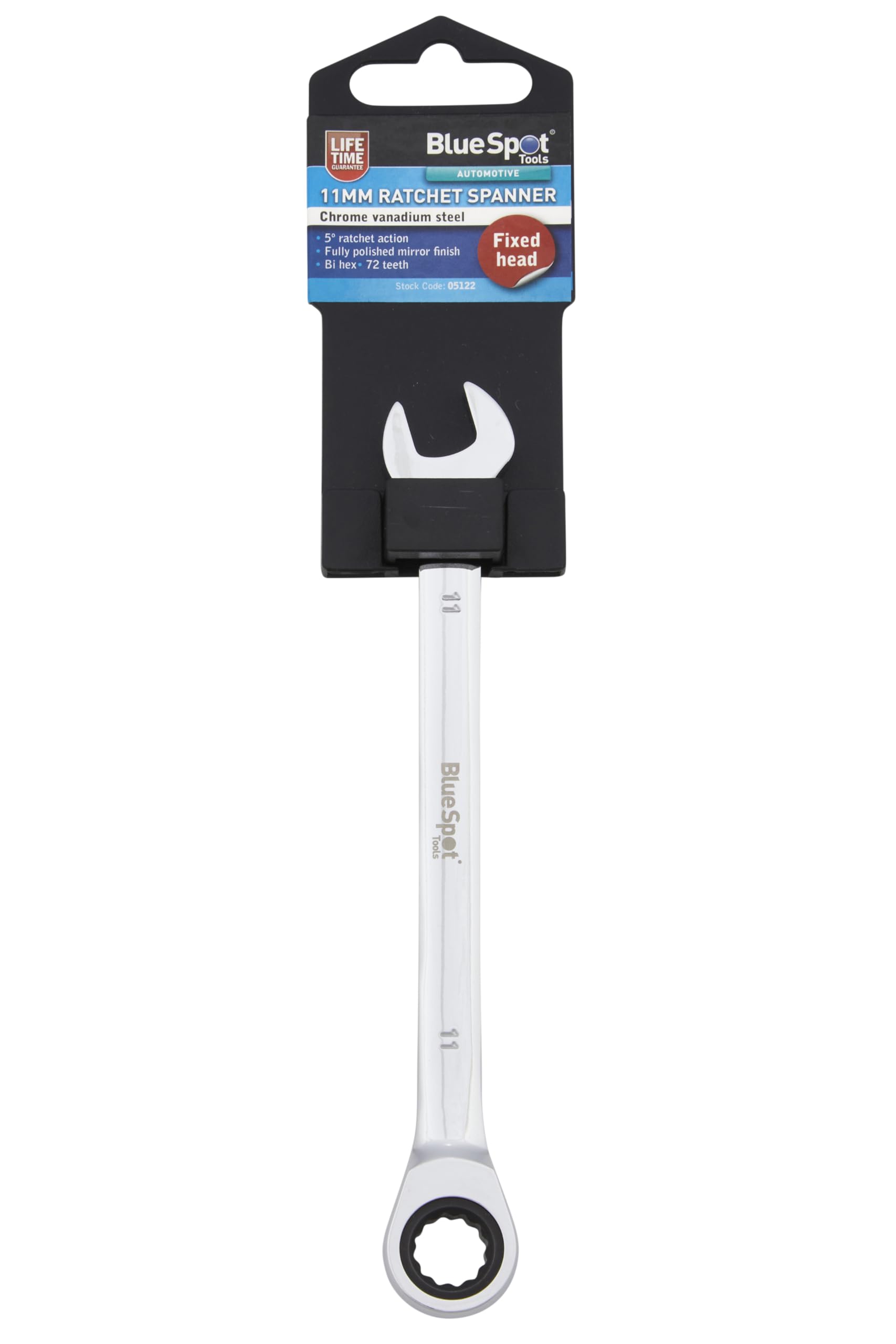 Blue Spot Tools 11mm Chrome Vanadium Ratchet Spanner Fixed Head