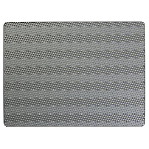 InterDesign Chevron Silicone Heat Resistant Kitchen Countertop Dish Drying Mat - Large, Gray