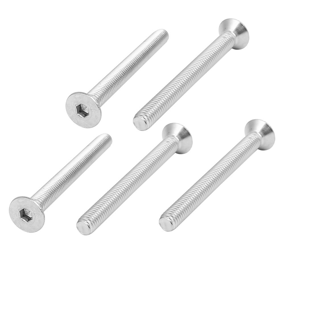 sourcing map M8x80mm 304 Stainless Steel Flat Head Hex Socket Cap Screws DIN7991 5pcs