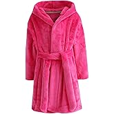 Tunoluker Boys Girls Robe Kids Flannel Hooded Bathrobe Sleepwear Pajamas Toddler Soft Plush Robes for Girls 2-16 Years