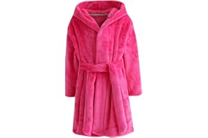 Tunoluker Boys Girls Robe Kids Flannel Hooded Bathrobe Sleepwear Pajamas Toddler Soft Plush Robes for Girls 2-16 Years