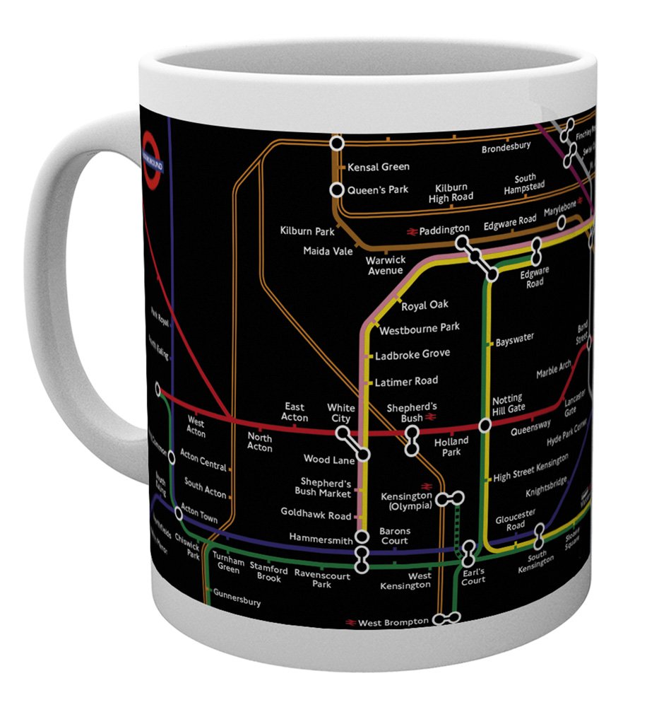 GB Eye, Transport For London, Underground Map Black, Mug