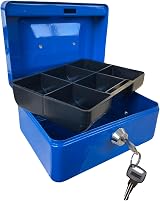 REQUISITE NEEDS 6" Steel Money Box Cash Safe Tin Lock 2 Keys Blue view 2