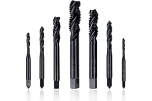 Bestgle 7 Pcs Spiral Flute Tap Set, Nitriding Coated HSS 6542 Thread Tapping Tool for Metal Wood Plastic Tapping, Metric M3 M