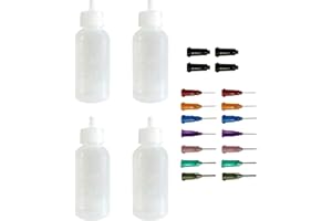WARMSKY KUYLENT Multi-Purpose Precision Applicator Set with 4pcs 1 Oz Plastic Squeeze Bottles and 14 Tip for Hobby Craft DIY Project
