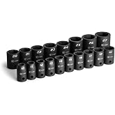 Capri Tools 1/2 in. Drive Shallow Impact Socket Set, 10 to 27 mm, Metric, 18-Piece