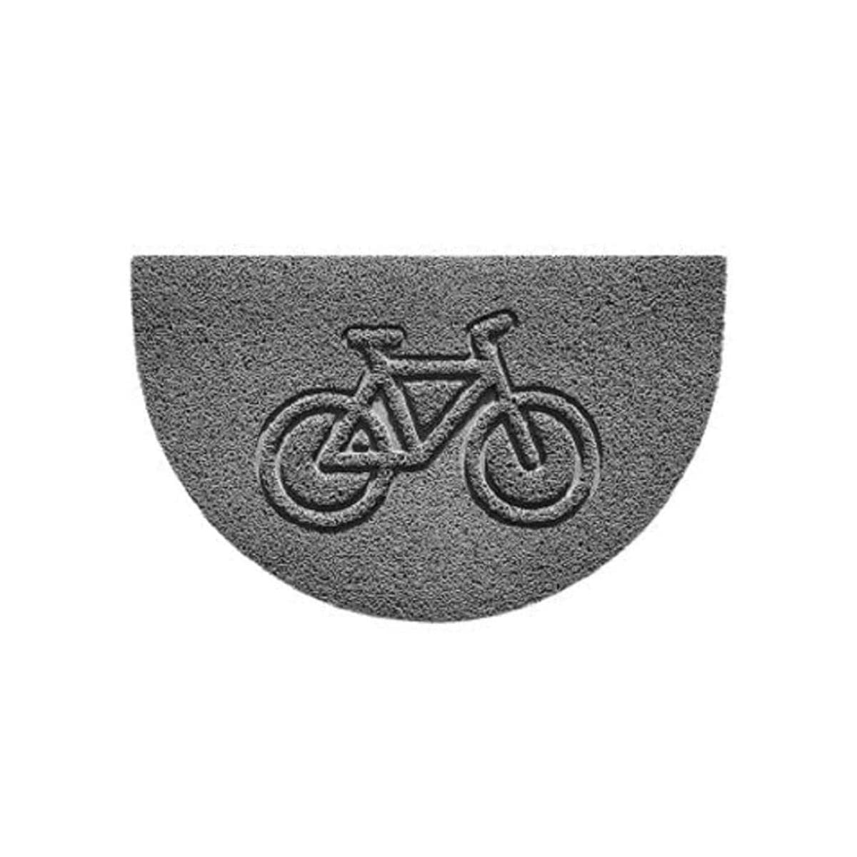 Nicoman Embossed Halfmoon Half Circle Door Mat Dirt-Trapper Jet-Washable Doormat 70x44cm (Grey, BIKE Shape) - Use Indoor or Sheltered Outdoor