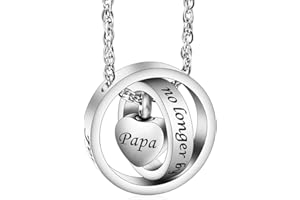 XIUDA Urn Necklace for Ashes No Longer by My Side, Forever in My Heart Carved Locket Cremated Ashes Necklace