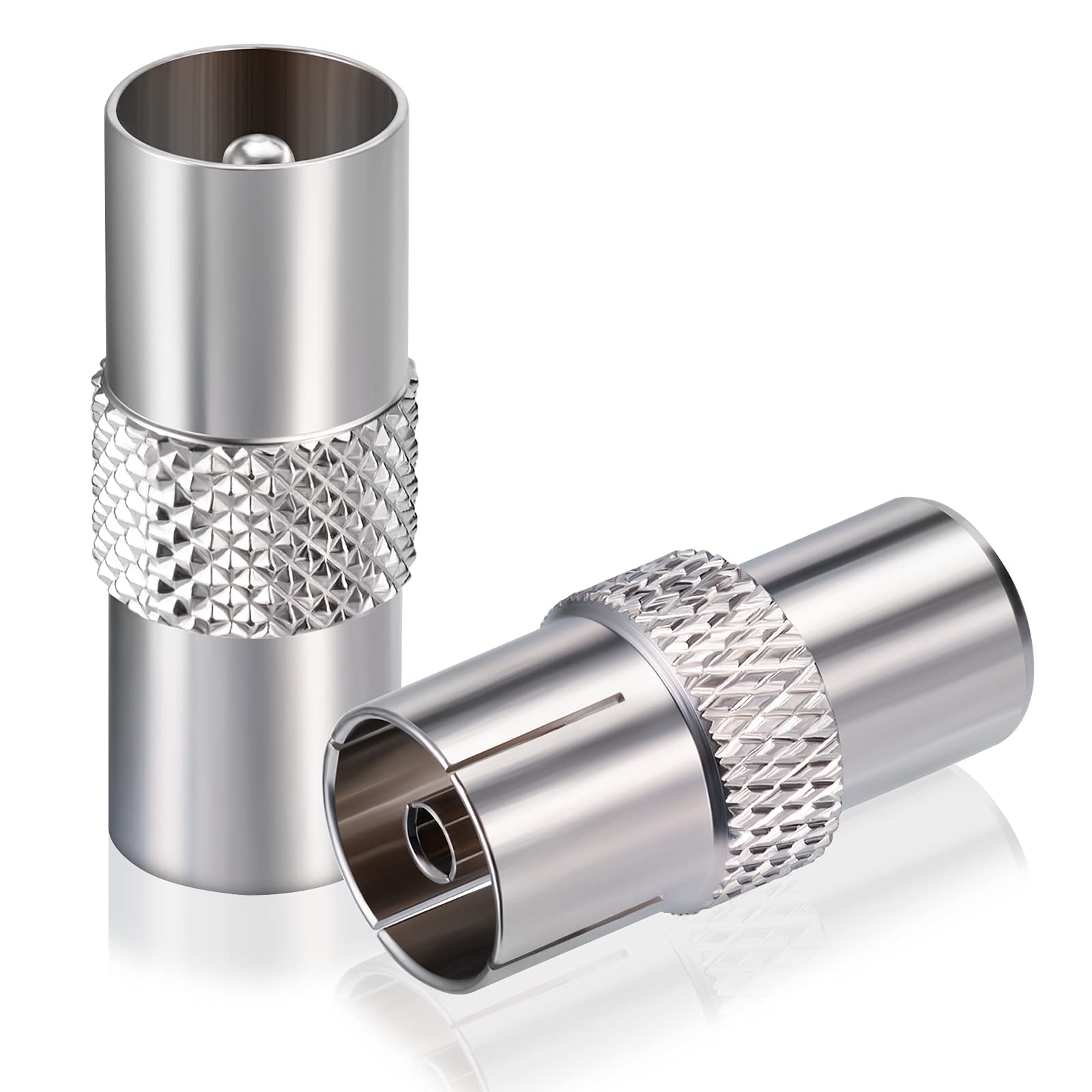 Bingfu TV Aerial Adapter Coaxial Antenna Connector TV Plug to Male & Female Coupling Adapter(2 pieces) for Antenna, Satellite, Coaxial Cables