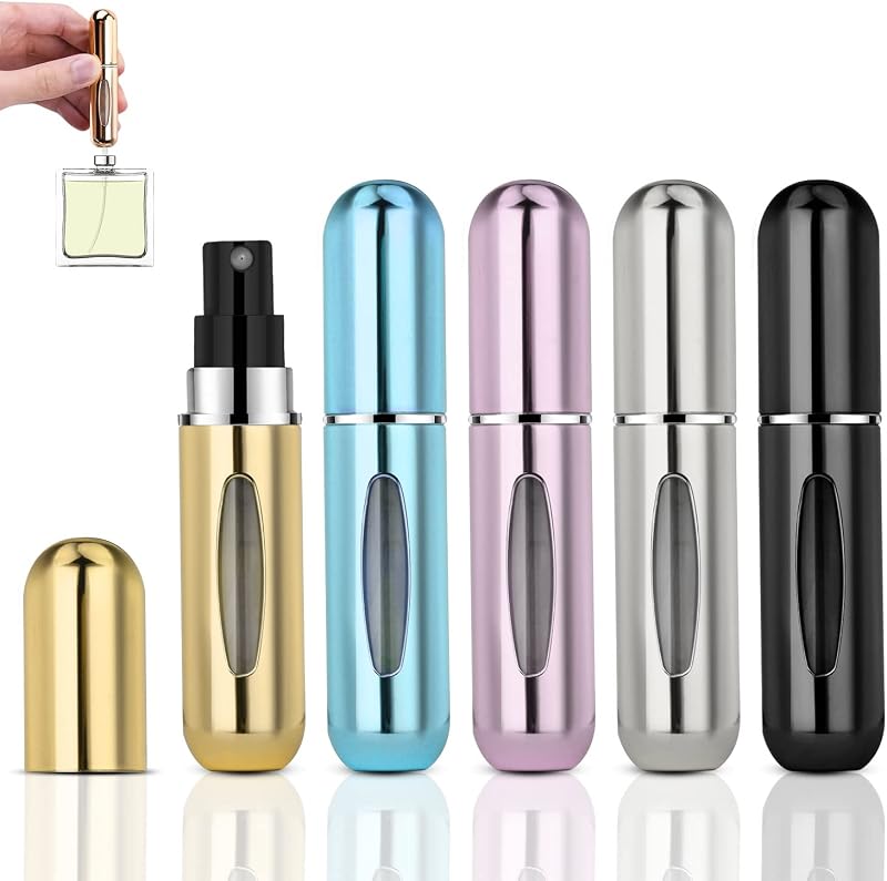 ACWOO 5Pcs 5ml Perfume Atomiser Bottles Refillable Fine Mist Travel Set