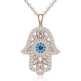 Nedeeo Hamsa Hand Evil Eye Necklace 925 Sterling Silver Rose Gold Plated Vintage Fatima Hand Good Luck Women Pendant Necklace Fatima Jewelry Gift