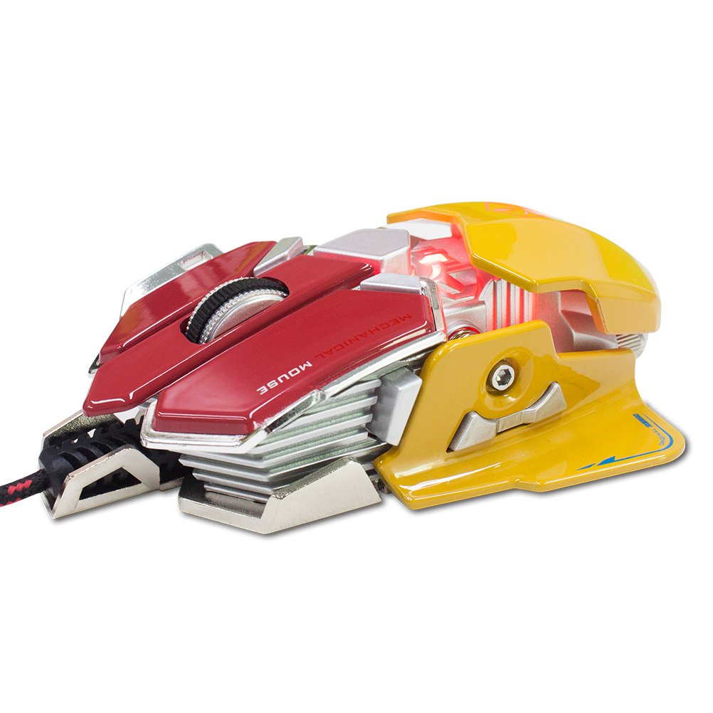 YCCTEAM Gaming Mouse with 4,000 DPI, Programmable 9 Buttons, USB Wired Gaming Mice for Pro Gamer (Red&Yellow)