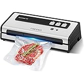 FRESKO Automatic Vacuum Sealer for Food with 95 kPa Powerful Suction, Compact Food Sealer machine Starter Kit with 10 Vacuum Bags for Dry/Moist Food, Sous Vide, Meal Prep