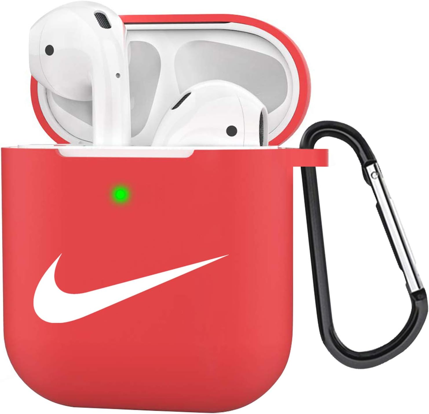 Leosimp For Airpods 1&2 Case,Cute Funny Stylish Character Soft Silicone Air pods Cover, Fun Keychain Sport Design Skin,Carabiner Girls Kids Teens Boys Cases for Airpod(Red Right)