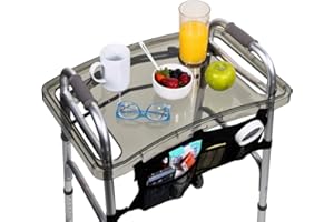 StrongArm Clear View Walker Tray + Bag + Non-Slip Mat & Cup Holder, Tray for Folding Walkers, Food Tray, Walker Accessories, Tray Table for Standard Adult Walkers (Black)