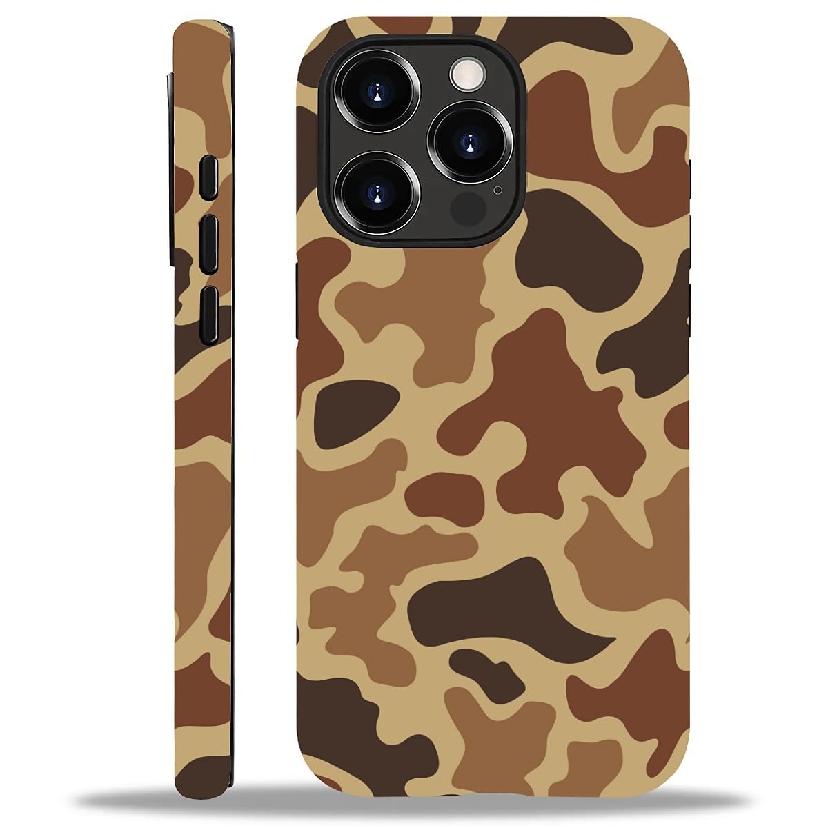 YiXinBB for iPhone 13 Pro Case Shockproof Women Men Protective Hybrid Hard Shell Silicone Cover, M02 Brown Camouflage G2