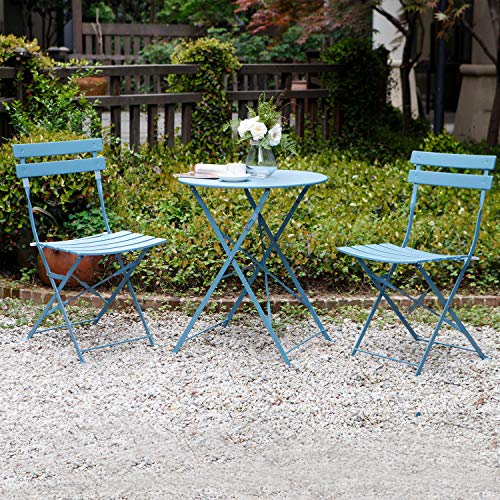 Grand patio 3pc Metal Folding Bistro Set, 2 Chairs and 1 Table, Weather