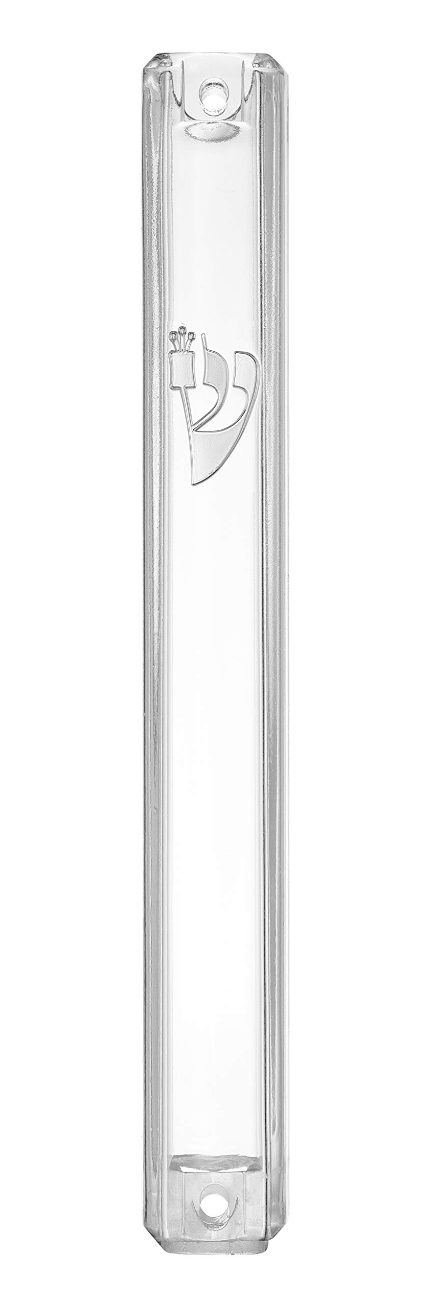 A&S Mezuzot Lucite Waterproof Mezuzah Case Silver Shin 10 cm / 4 Inch Clear with Silver Shin