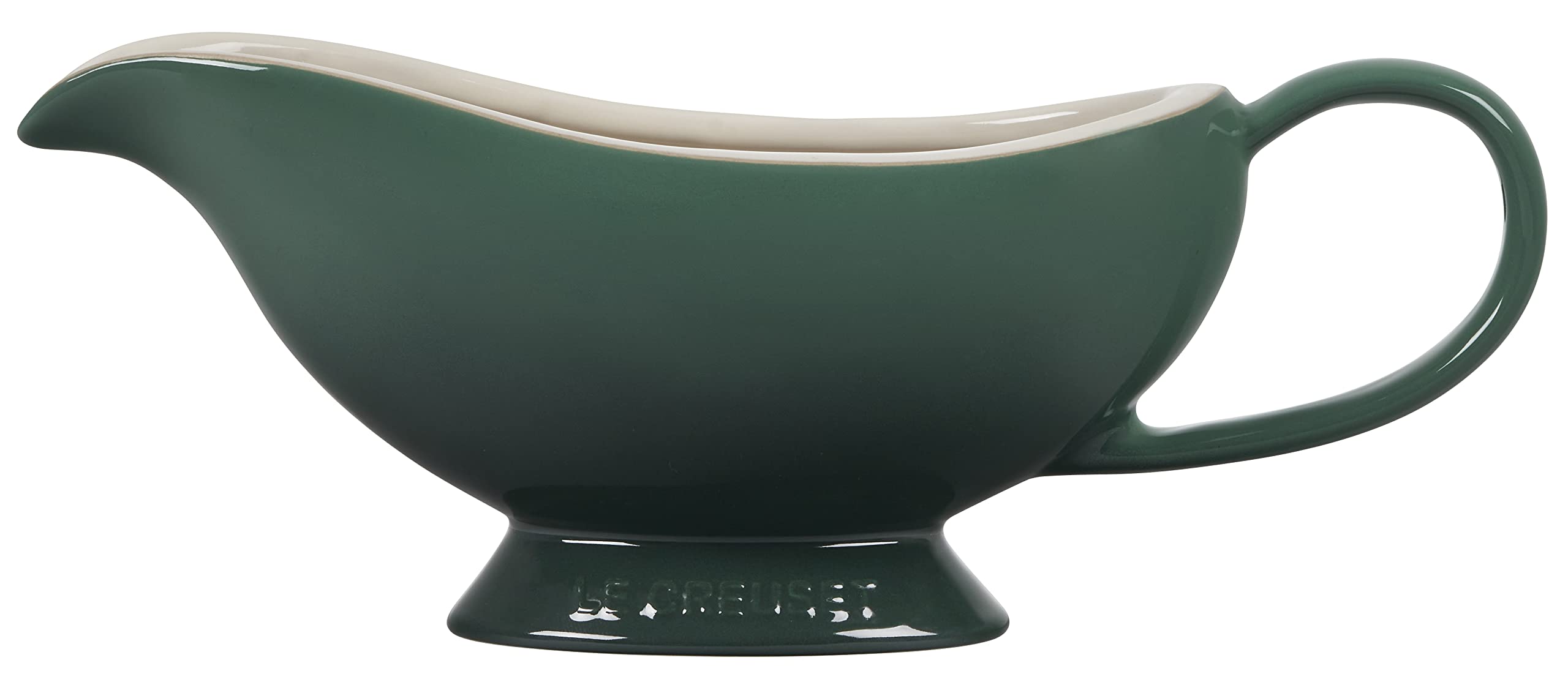 Photo 1 of Le Creuset Heritage Stoneware Gravy Boat, Artichaut (damage seen in picture)!!!!!