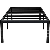 EMODA 18 Inch Twin XL Bed Frames No Box Spring Needed, Heavy Duty XL Twin Metal Platform Bed Frame with Tall Storage Space, Noise Free, Easy Assembly, Black