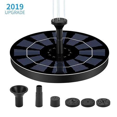 Ankway 2,5W Solar Springbrunnen Pumpe mit eingebautem Akku (2019), Solarbetriebene Wasserpumpe für Gartenteich Vogelbäder, Aq
