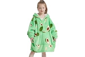 NAFLEAP Wearable Blanket Kids Hoodie Oversized Fleece Sherpa Christmas Sweatshirt Gift for Girls