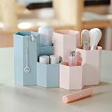 AhfuLife Hexagon Makeup Brush Vase Pen Holder Pink Multifunction view 7