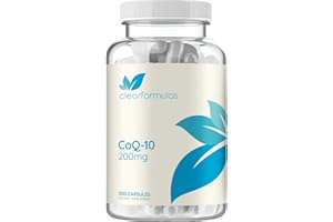CLEAR FORMULAS Quick Absorption CoQ10 200mg - Coenzyme Q10 200mg Potent Antioxidant for Heart Energy and Aging Support - High Stability CoQ10 Ubiquinone Capsules - Made in a cGMP US Lab (200 Servings)
