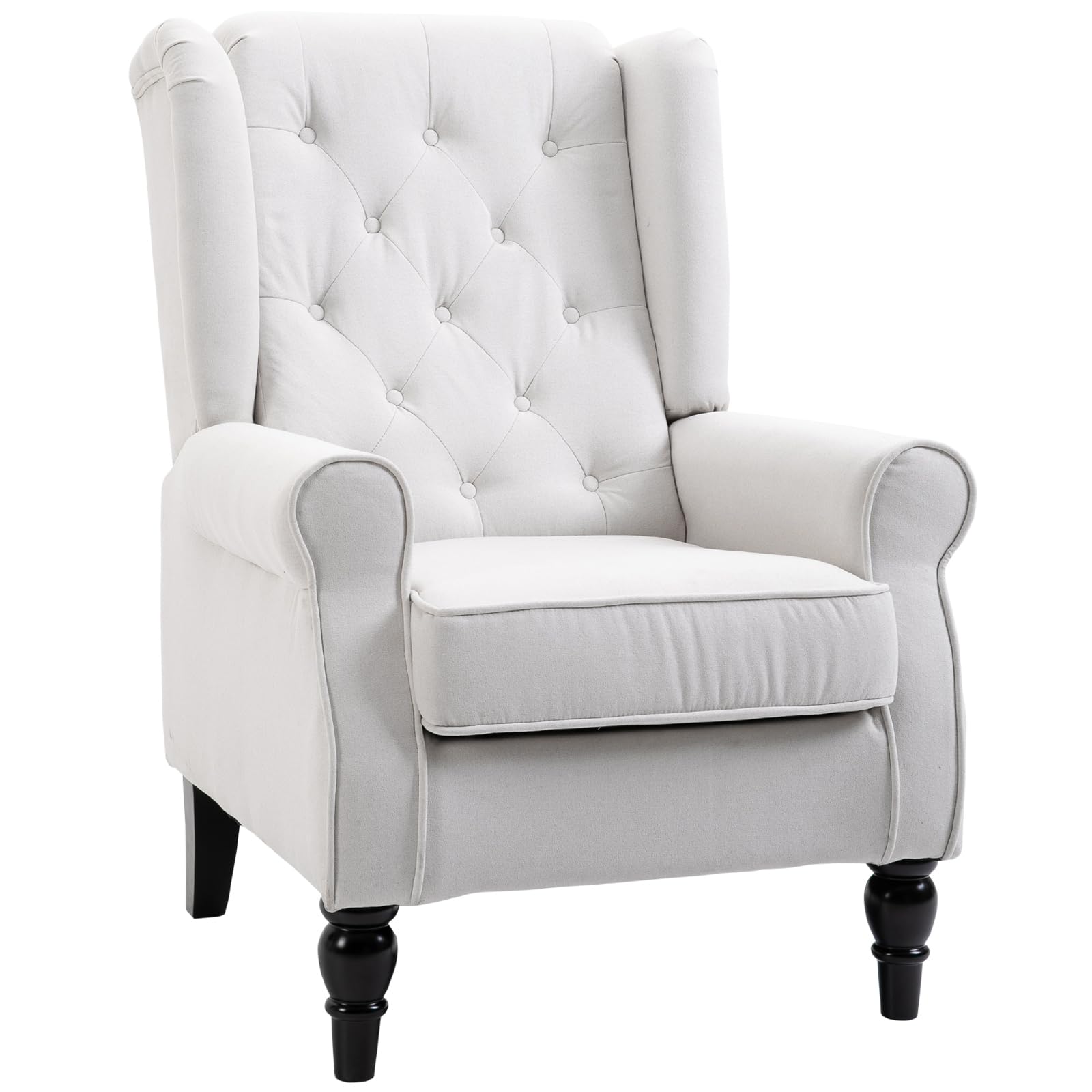 Photo 1 of HOMCOM Button-Tufted Accent Chair with High Wingback, Rounded Cushioned Armrests and Thick Padded Seat, Cream White