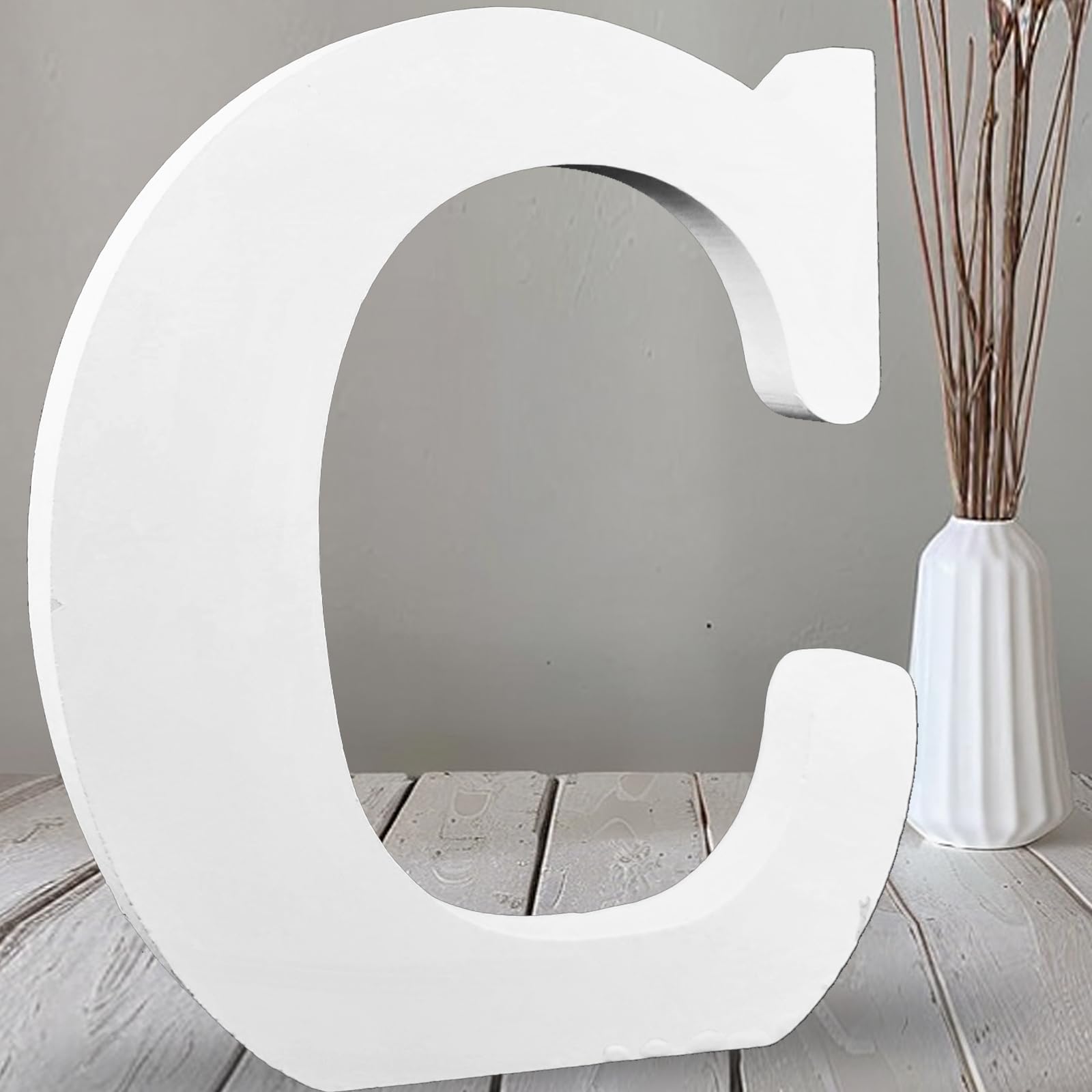 Photo 1 of AOCEAN 12 Inch White Big Wood Letters Unfinished Wooden Letters for Wall Decor Decorative Standing Letters Slices Sign Board Decoration for Craft Home Party Projects (C)