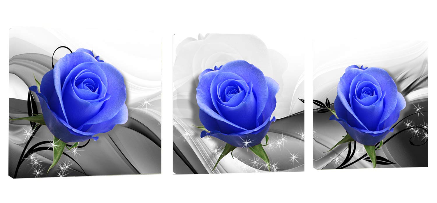 Canvas Wall Art Blue Rose Flowers Artwork - 12\
