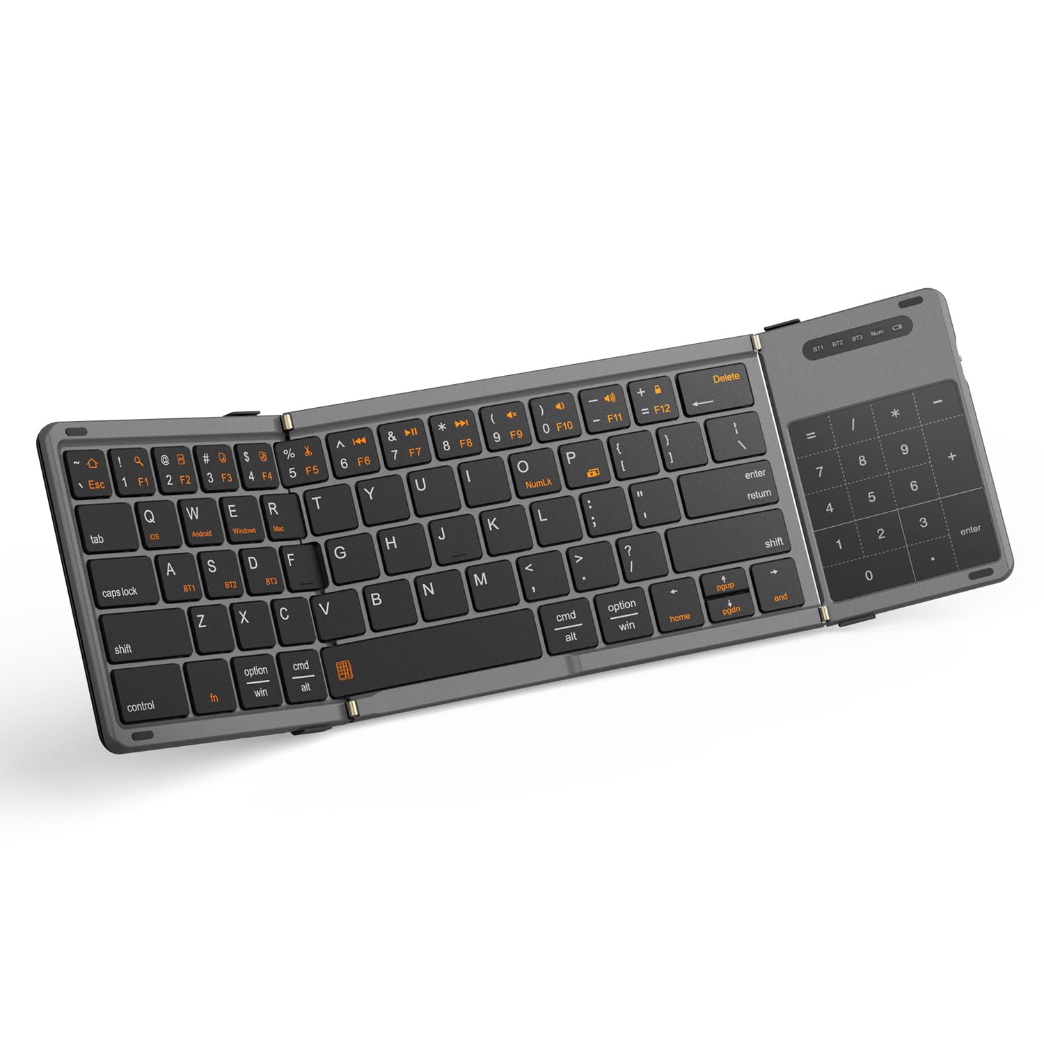 Photo 1 of GEODMAER Foldable Bluetooth Keyboard, Portable Full Size Folding Keyboard with Touchpad, Numeric Keypad