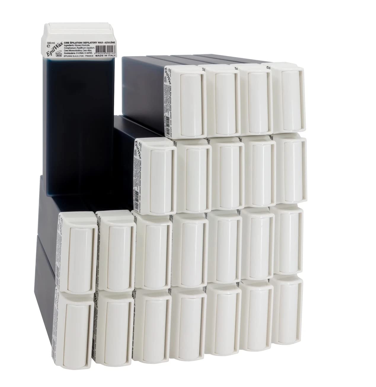 EpilWax Set of 24 Azulene Wax Cartridges for Hair Removal - Large 100 ml Roll-on Waxing Refills