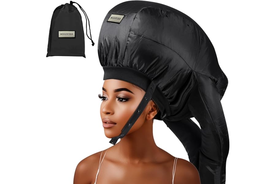 Hooded Hair Dryer Bonnet,Upgraded Dual-Tubes Even Heat Blow&Speed up Thick or Curly Hair Drying, Deep Conditioning at Home,Portable&Universal Diffuser Attachment Cap(Size L)