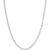 PROSTEEL 925 Sterling Silver Cuban Link Chain Necklace for Men, Dainty Figaro Chains, Solid & Shiny, 3mm/5mm, 14-28 inch, Come with Box