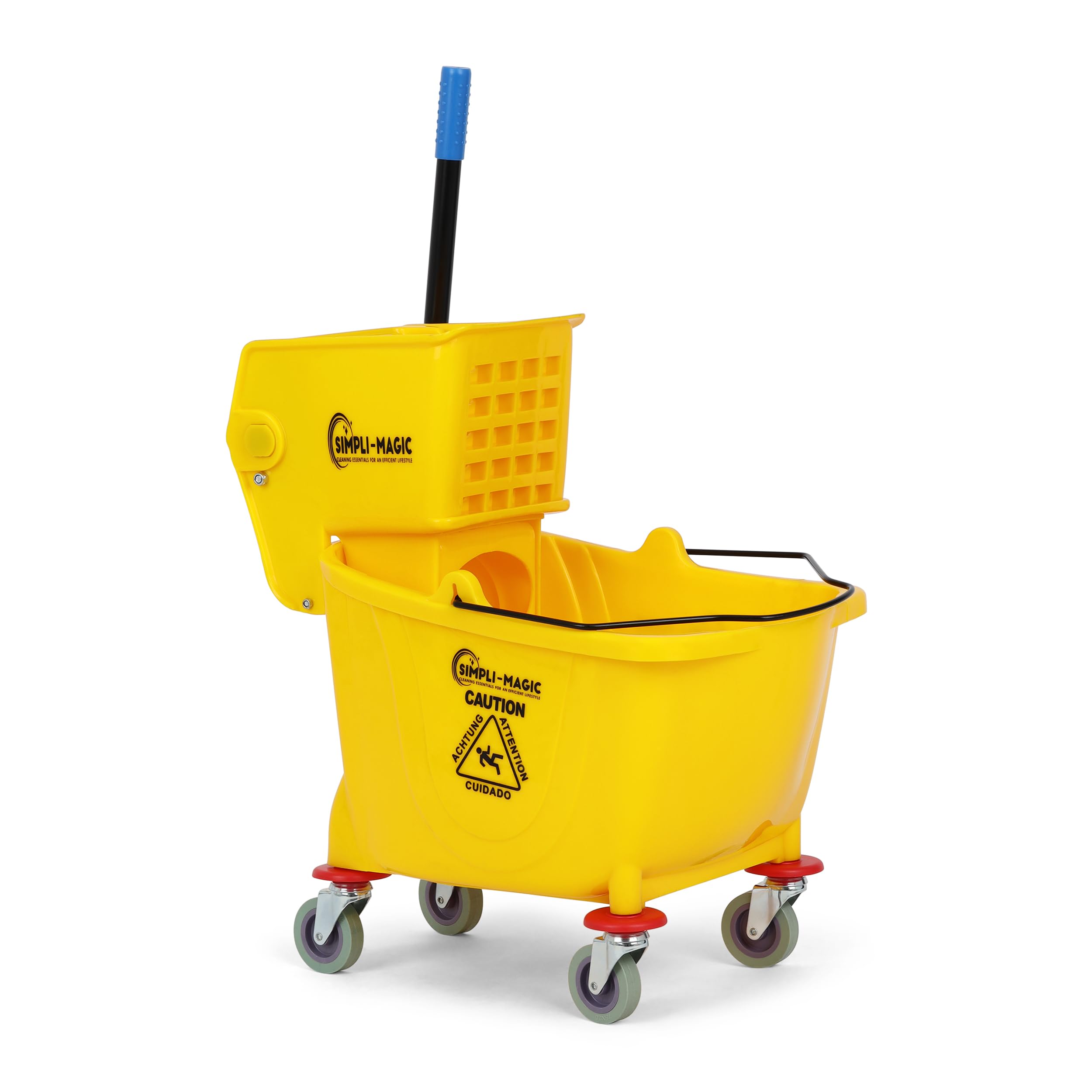 Photo 1 of Simpli-Magic Side Press Wringer Combo Commercial Rectangular Mop Bucket on Wheels, 35-Quart, Yellow