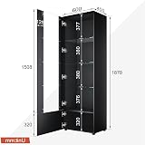 ELEGANT Black High Gloss Tall Display Cabinet with LED Lighting 187x60x40cm view 2