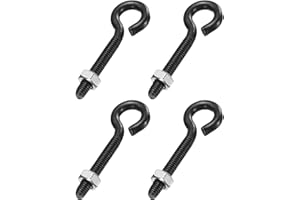 uxcell 4 Pack Eye Bolts, M6 x 40mm 304 Stainless Steel Threaded Eyebolt Black Eye Hooks with Nut for Hanging or Securing Cabl