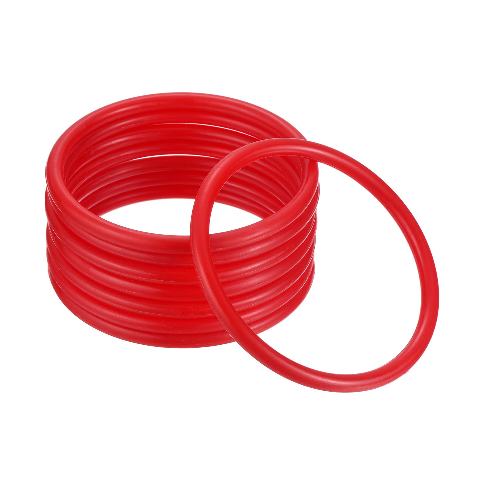 M METERXITY 12 Pack Carnival Toss Rings - Plastic Round Throw Hoops, Apply to Parties/Interactive (3.35", Red)