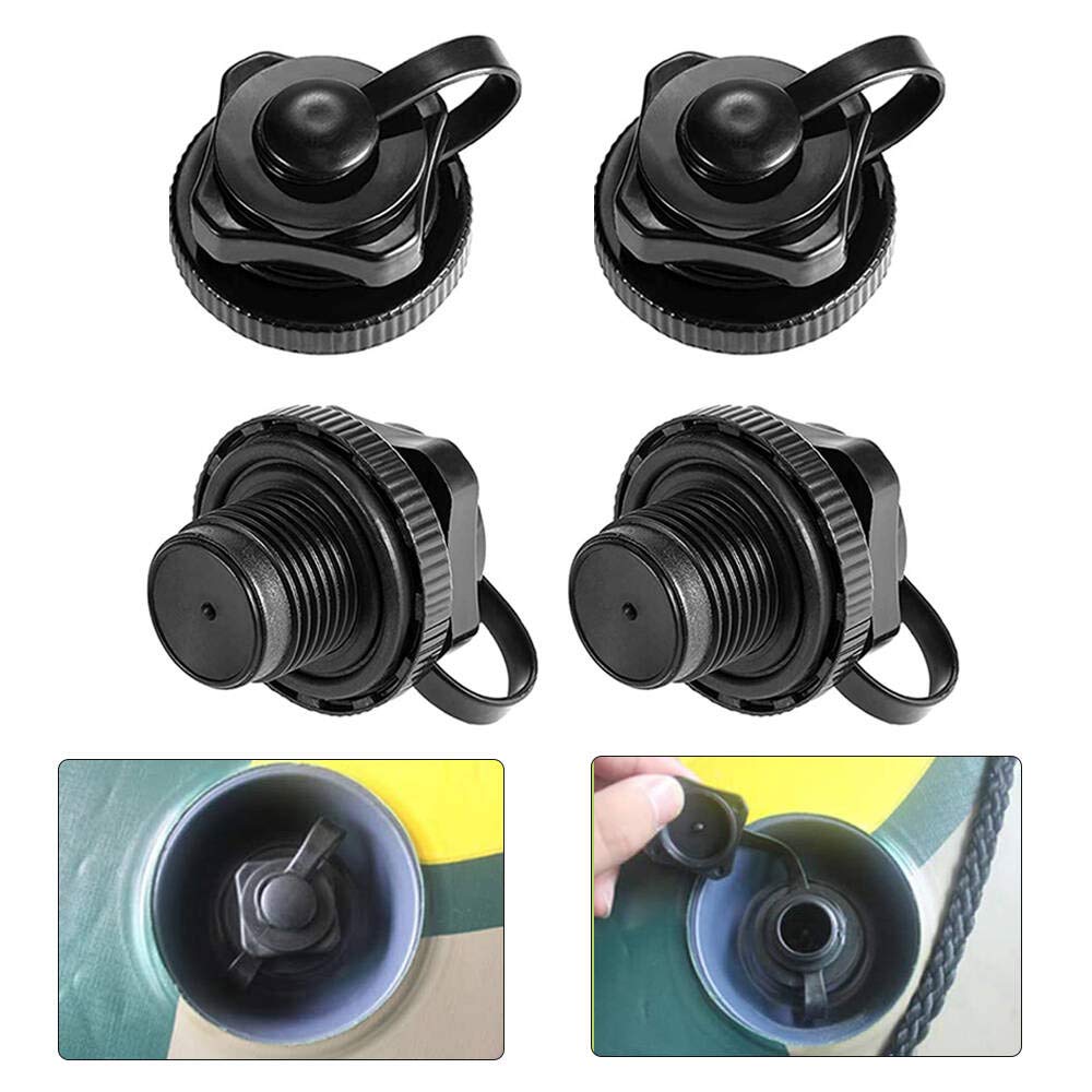 Uni-Fine 4pcs Inflatable Boat ABS Plastic Screw Valve Airbeds, Black, 20mm